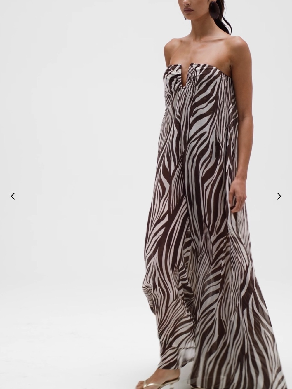 naked wardrobe Strapless Zebra-Print Wide-Leg Jumpsuit - Brown & White
